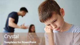  Presentation with family problems - Amazing PPT layouts having family problems concept sad boy backdrop and a coral colored foreground