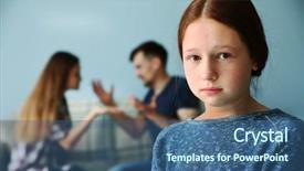  Presentation with family problems - Slides consisting of family problems concept sad girl background and a  colored foreground
