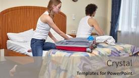  Presentation with family problems - Slide set with family-problems-divorce-young-woman background and a light gray colored foreground