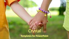  Presentation with children hands - PPT theme having family protection - hands of children over summer background and a tawny brown colored foreground