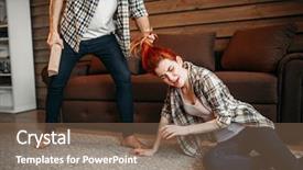  Presentation with domestic violence - PPT theme enhanced with family quarrel domestic violence problem background and a  colored foreground