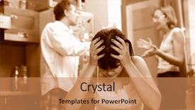  Presentation with family - Amazing presentation theme having sad abused child - family quarrel backdrop and a coral colored foreground