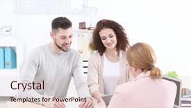  Presentation with insurance agency - Audience pleasing theme consisting of family quotes - young couple signing contract backdrop and a lemonade colored foreground