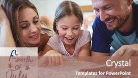  Presentation with memory book - PPT theme enhanced with family reading a book lying background and a coral colored foreground