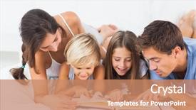  Presentation with book fair - Cool new slide set with family reading a book backdrop and a coral colored foreground