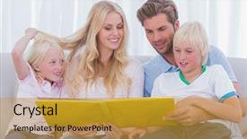  Presentation with family reading - Theme having medication bags - red drugs background and a white colored foreground