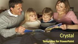 Presentation with family reading - Cool new PPT theme with family reading together backdrop and a tawny brown colored foreground