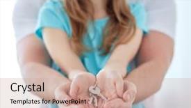  Presentation with family holding hands - Audience pleasing slide deck consisting of family real estate and home backdrop and a coral colored foreground