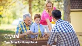  Presentation with family time fishing - Beautiful slides featuring family relax time playing chess backdrop and a tawny brown colored foreground