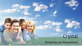  Presentation with relaxing - PPT theme featuring security health people - happy family relaxing background and a light blue colored foreground