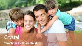  Presentation with family dreams of vacation - PPT layouts featuring family relaxing by river background and a coral colored foreground