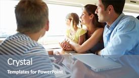  Presentation with transnational journey - PPT theme having family relaxing on train journey background and a gray colored foreground