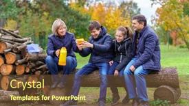  Presentation with children talking - Slides having family-relaxing-outdoor-in-autumn background and a tawny brown colored foreground