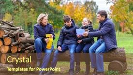  Presentation with children talking - Cool new theme with family-relaxing-outdoor-in-autumn backdrop and a tawny brown colored foreground