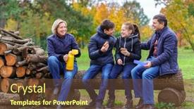  Presentation with children talking - Presentation having family-relaxing-outdoor-in-autumn background and a tawny brown colored foreground