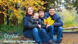  Presentation with children talking - Amazing slides having family-relaxing-outdoor-in-autumn backdrop and a ocean colored foreground
