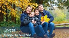  Presentation with children talking - Presentation theme enhanced with family-relaxing-outdoor-in-autumn background and a ocean colored foreground