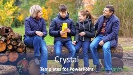  Presentation with children talking - PPT layouts featuring family-relaxing-outdoor-in-autumn background and a ocean colored foreground