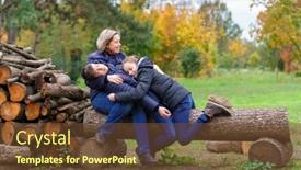  Presentation with children parents - Slide set enhanced with family-relaxing-outdoor-in-autumn background and a tawny brown colored foreground