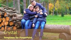  Presentation with children talking - Presentation theme consisting of family-relaxing-outdoor-in-autumn background and a tawny brown colored foreground