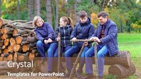  Presentation with children talking - Audience pleasing slides consisting of family-relaxing-outdoor-in-autumn backdrop and a tawny brown colored foreground