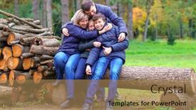  Presentation with children talking - Beautiful slide set featuring family-relaxing-outdoor-in-autumn backdrop and a coral colored foreground