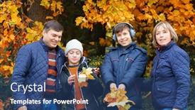  Presentation with children talking - Amazing presentation theme having family-relaxing-outdoor-in-autumn backdrop and a ocean colored foreground