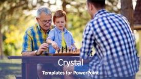  Presentation with siblings playing chess - Audience pleasing slide deck consisting of family relaxing playing chess backdrop and a ocean colored foreground