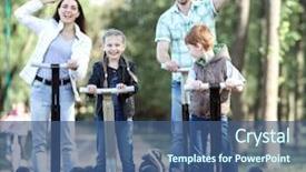  Presentation with electric - Presentation with family riding an electric mini background and a ocean colored foreground