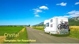  Presentation with road trip - Presentation consisting of family-road-trip-travel-camper background and a tawny brown colored foreground