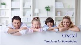  Presentation with children parents - Slides enhanced with family room - young parents with children background and a sky blue colored foreground