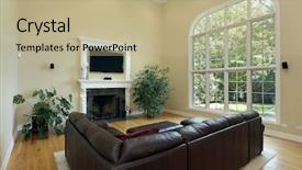  Presentation with home black family - Beautiful PPT theme featuring family room in luxury home backdrop and a  colored foreground