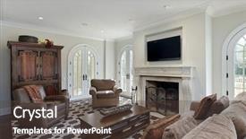  Presentation with luxury - PPT layouts featuring family room in luxury home background and a  colored foreground