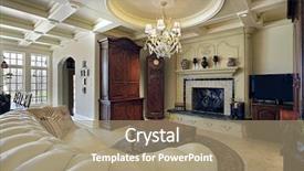  Presentation with home black family - PPT theme having family room in luxury home background and a coral colored foreground