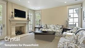  Presentation with luxury - Colorful PPT layouts enhanced with family room in luxury home backdrop and a gray colored foreground