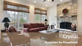  Presentation with home black family - Beautiful PPT theme featuring family room in luxury home backdrop and a coral colored foreground