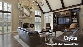  Presentation with home black family - Slides enhanced with family room in luxury home background and a tawny brown colored foreground