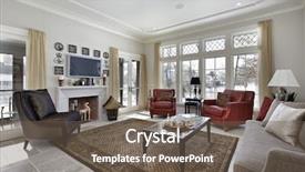  Presentation with family and home love concept - Audience pleasing theme consisting of family room in luxury home backdrop and a tawny brown colored foreground