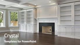  Presentation with new home - PPT layouts with family room in new construction background and a tawny brown colored foreground