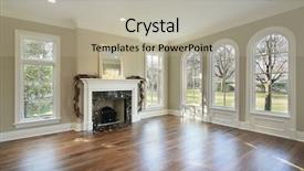  Presentation with windows - Colorful slides enhanced with family room with oval windows backdrop and a light gray colored foreground