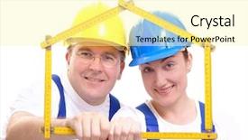  Presentation with blue and yellow geometric - Presentation featuring family rules - couple wearing yellow and blue background and a blonde colored foreground