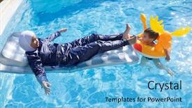  Presentation with muslim family - PPT theme enhanced with family rules - muslim girl with special swimming background and a light blue colored foreground