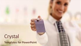  Presentation with receptionist - Beautiful presentation design featuring family rules - picture showing happy receptionist working backdrop and a lemonade colored foreground