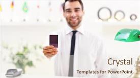  Presentation with receptionist - Slide deck enhanced with family rules - picture showing happy receptionist working background and a  colored foreground