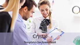  Presentation with family talking - Colorful slide set enhanced with family rules - picture showing hotel receptionist talking backdrop and a light blue colored foreground