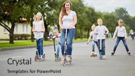  Presentation with street children - Audience pleasing theme consisting of family rules - woman and five children backdrop and a light gray colored foreground