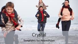  Presentation with winter family - Beautiful presentation featuring family running along winter beach backdrop and a lemonade colored foreground