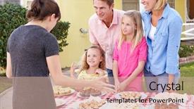  Presentation with charity - Audience pleasing PPT theme consisting of family running charity bake sale backdrop and a lemonade colored foreground