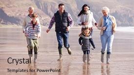  Presentation with winter family - Beautiful presentation featuring family running on winter beach backdrop and a  colored foreground