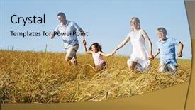  Presentation with family holding hands - Colorful PPT layouts enhanced with family running outdoors holding hands smiling backdrop and a light blue colored foreground
